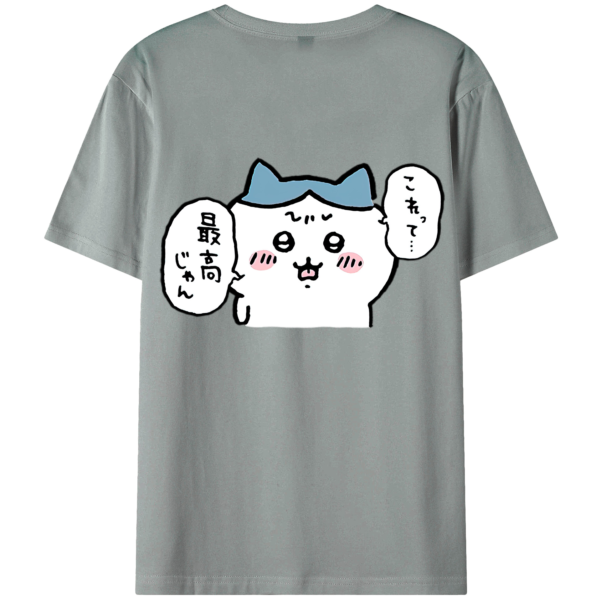 （画像用） ちいかわ ハチワレ Chii-kawa hachiware 綿100％ メンズ半袖Tシャツ（バックプリント） 通気性